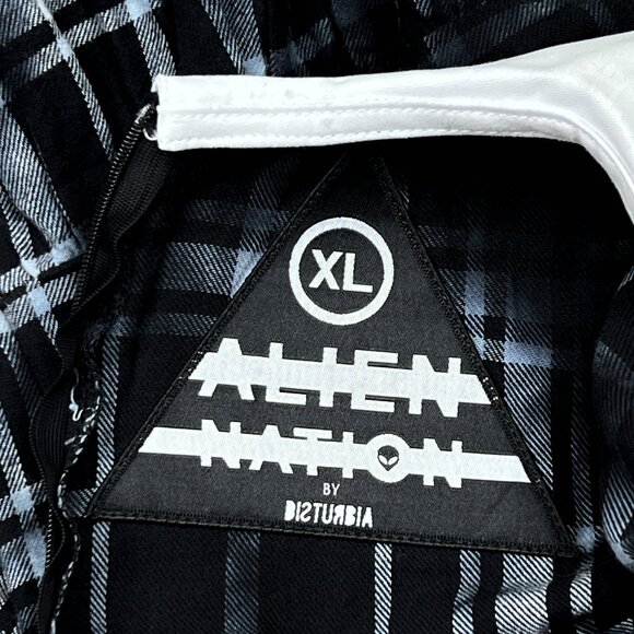 Disturbia Alien Nation Outsider Overdyed Teal Plaid Check Mini Dress Sz XL - NWT - Picture 5 of 6